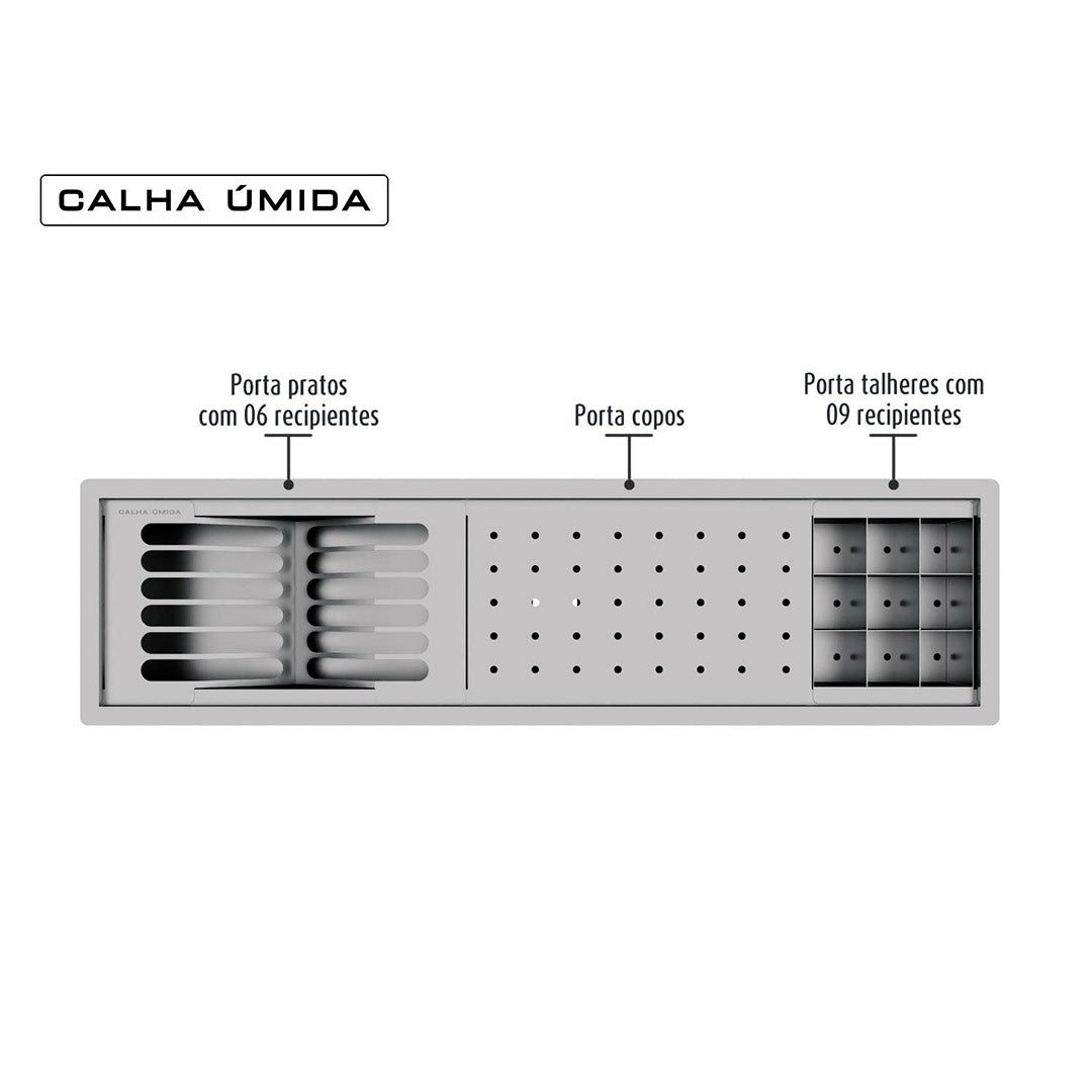Kit Escorredor Sobrepor Calha Úmida Kitchen 3 Módulos 735mm - AÇO 304