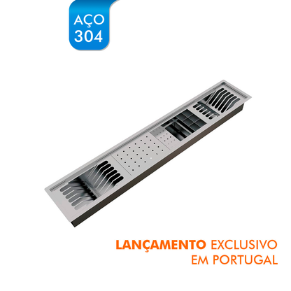 Kit Escorredor Sobrepor Calha Umida Kitchen 5 Módulos 1080mm - AÇO 304