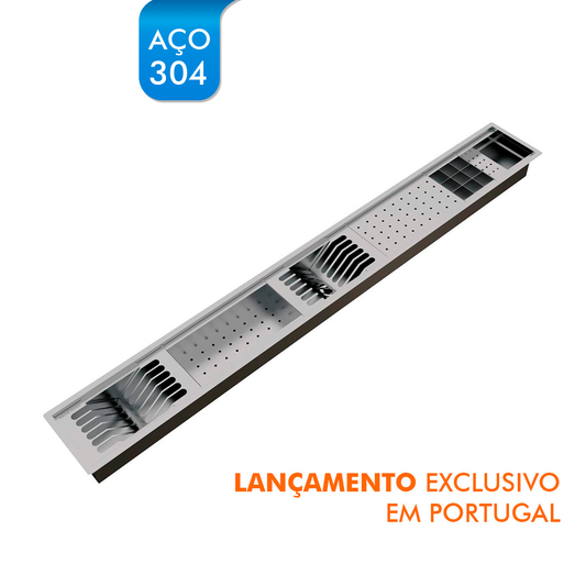 Kit Escorredor Sobrepor Calha Úmida Kitchen 6 Módulos 1530mm PT - AÇO 304