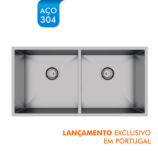 Cuba Dupla De Sobrepor Calha Úmida Quadratta 800x400 - AÇO 304