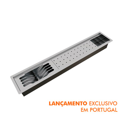 Kit Escorredor Sobrepor Calha Úmida Kitchen Slim 3 Módulos 850mm - AÇO 304