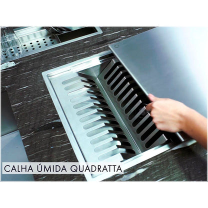 Kit Escorredor Sobrepor Calha Úmida Quadratta 3 Módulos Com Tampa - AÇO 304