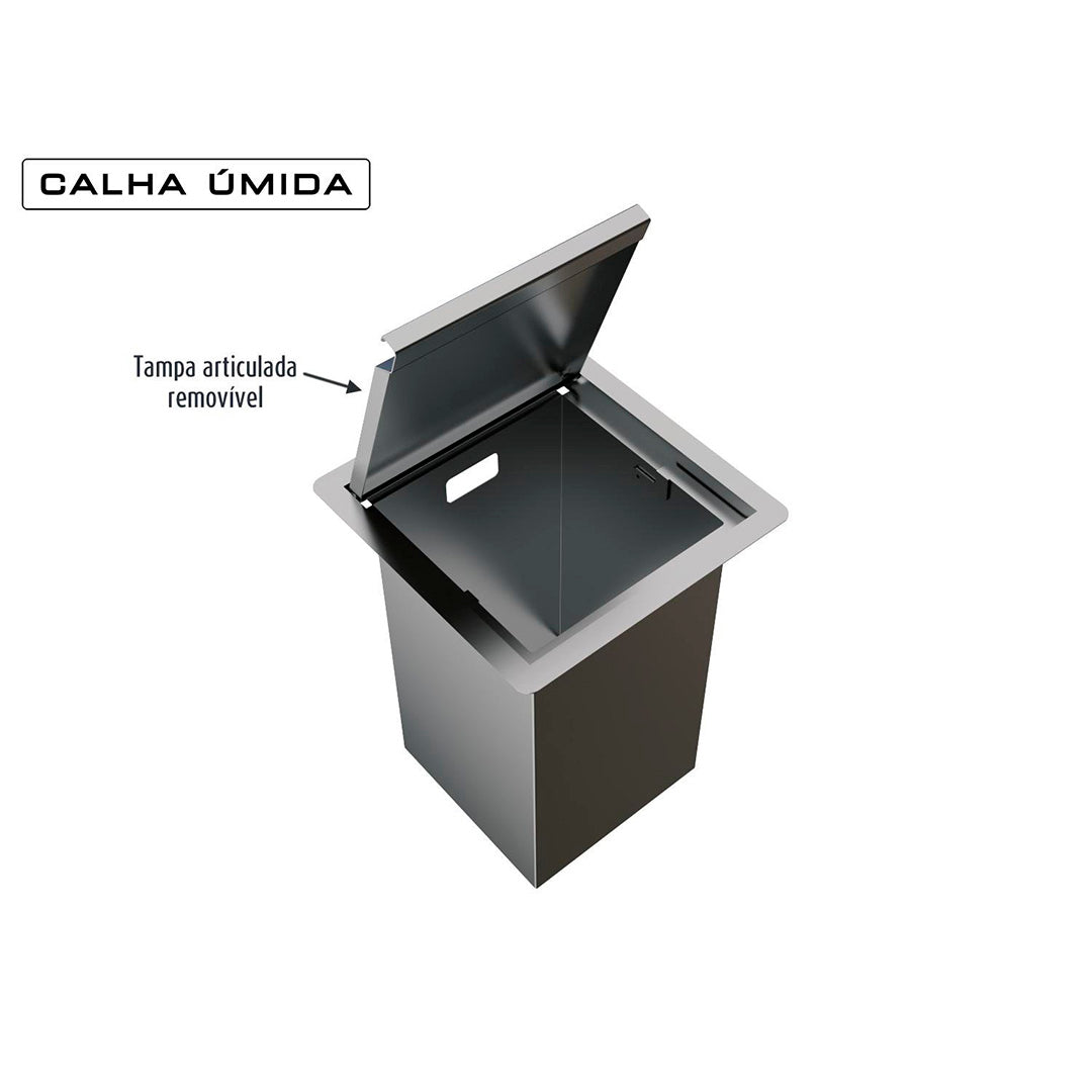 Lixeira Quadratta Kitchen Calha Úmida 5l - AÇO 304