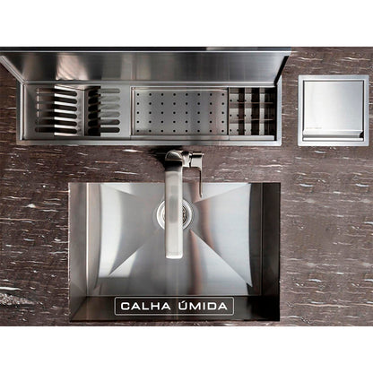 Lixeira Quadratta Kitchen Calha Úmida 5l - AÇO 304