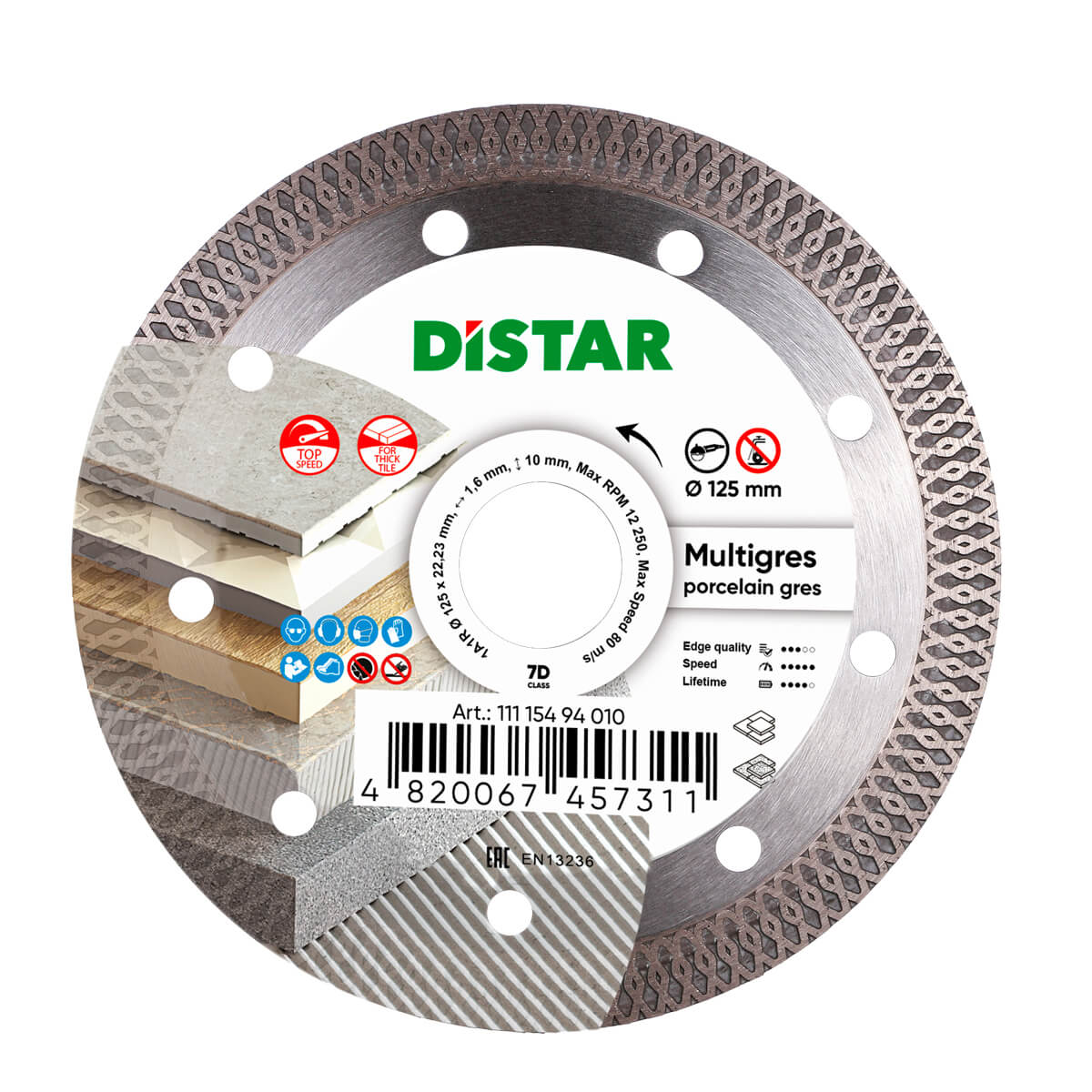 DISCO DE CORTE DIAMANTADA 1A1R Ø 115 mm a Ø 125 mm MULTIGRES