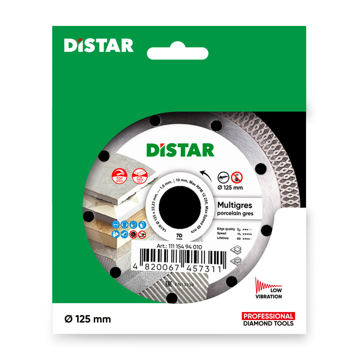 DISCO DE CORTE DIAMANTADA 1A1R Ø 115 mm a Ø 125 mm MULTIGRES